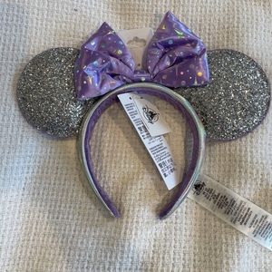 Disney Parks Authentic Tomorrowland Celestial Silver Purple Ears Headband NEW
